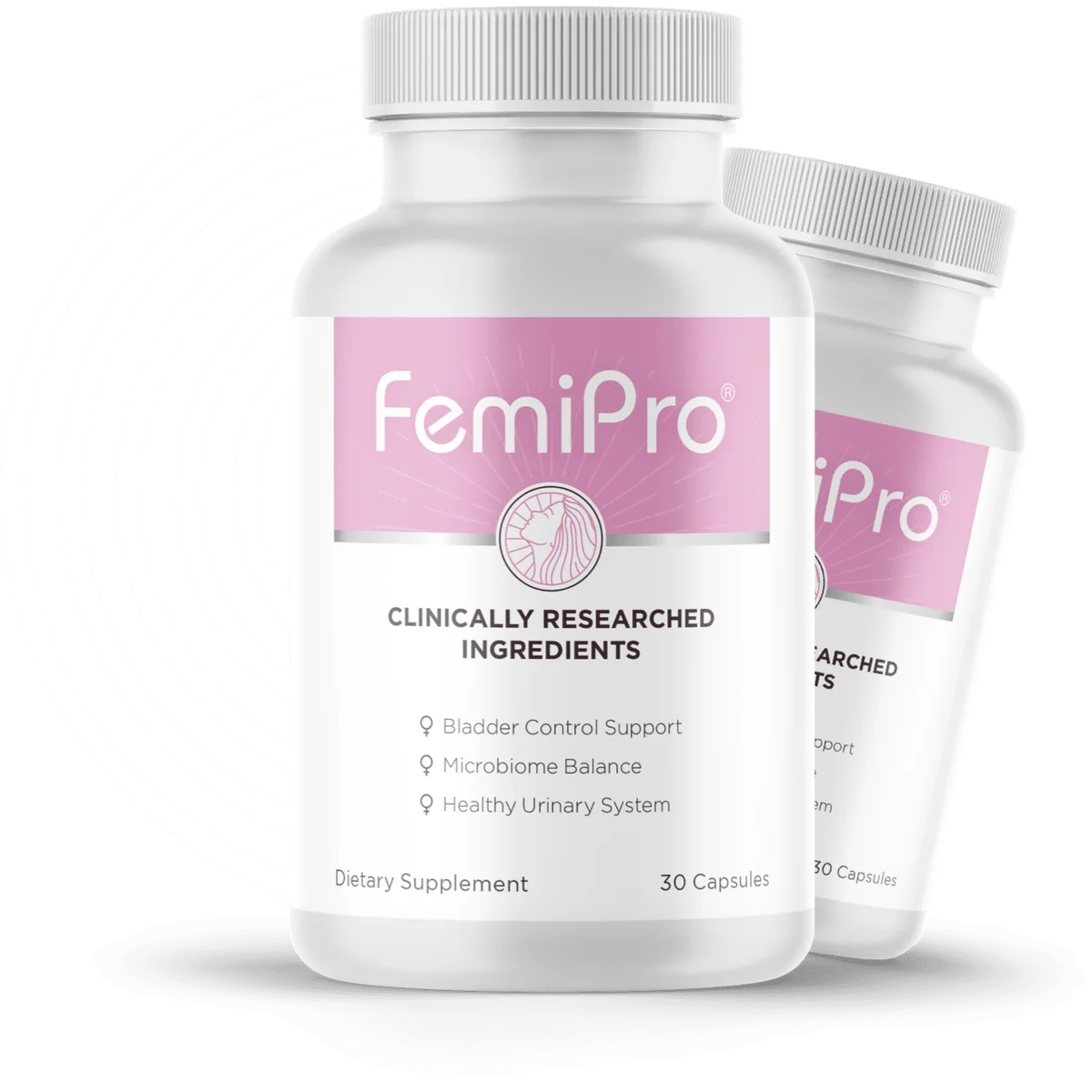 FemiPro Longevity & Vitality Supplement Bottle (Front Label)